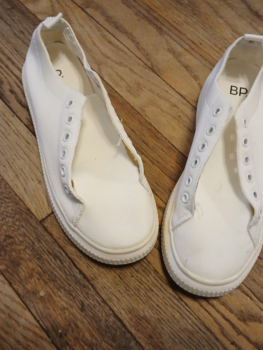 bp White Canvas Slip-On Sneakers